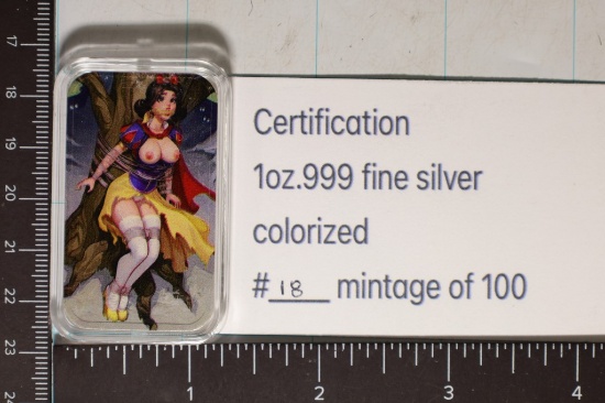 1 OZ. .999 NAUGHTY SNOW WHITE COLORIZED SILVER BAR