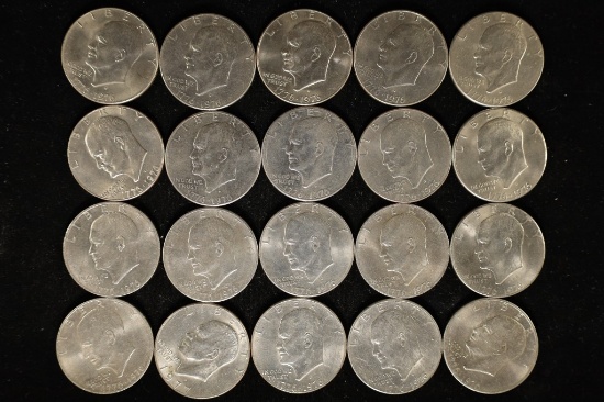 20-UNC IKE DOLLARS: 19-BICENTENNIAL P & D 1976 AND