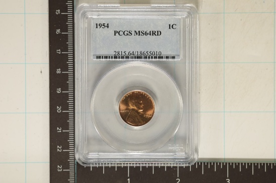 1954 LINCOLN WHEAT CENT PCGS MS64RD