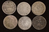 1911, 14, 19, 2-1941 & 1943 NEDERLANDS SILVER 25