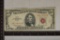 1963 US $5 RED SEAL NOTE PARTIAL INK STAMP LEFT OF