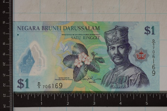 2011 CRISP UNC POLYMER BRUNEI DARUSSALAM 1 RINGGIT