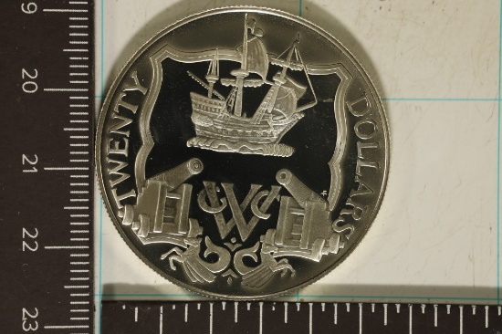 1985 BRITISH VIRGIN ISLANDS PF $20 STERLING SILVER