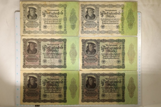 6-1922 GERMAN 50,000 MARK BILLS