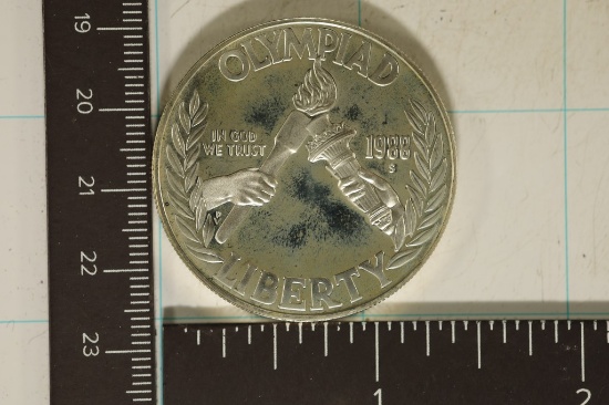 1988-S US PROOF SILVER DOLLAR OLYMPIAD CLOUDING