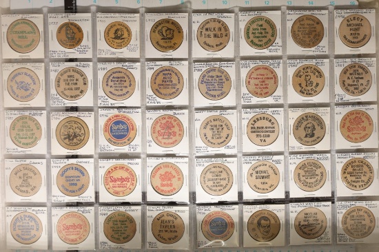 40 ASSORTED WOODEN NICKELS: GEORGE WASHINGTON