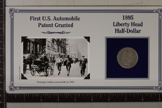1895 SILVER BARBER HALF DOLLAR WITH INFO CARD