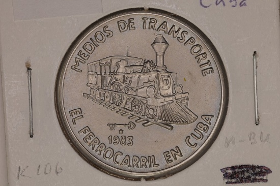 1983 CUBA 1 PESO UNC COIN RAILROAD