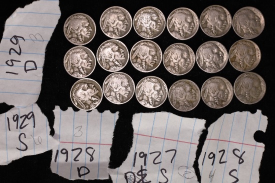 18 ASSORTED 1920'S FULL DATE BUFFALO NICKELS