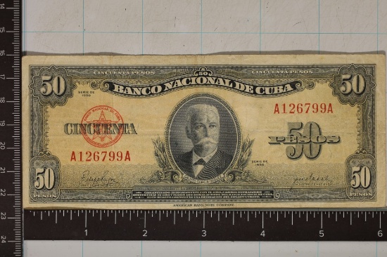 1950 CUBA 50 PESO BILL WITH "CALIXTO GARCIA