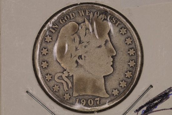 1907 SILVER BARBER HALF DOLLAR