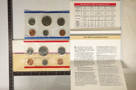 1986 US MINT SET (UNC) P/D (WITH ENVELOPE) AND