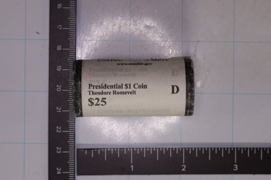 2013-D SOLID DATE $25 ROLL OF PRESIDENTIAL DOLLARS