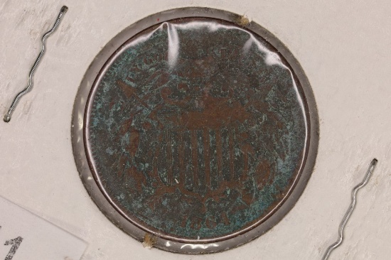 1864 US TWO CENT PIECE WITH VIRDIGRIS