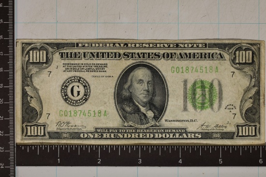 1928-A US $100 GREEN SEAL FRN REDEEMABLE IN GOLD