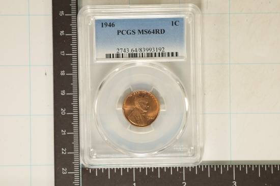 1946 LINCOLN WHEAT CENT PCGS MS64RD