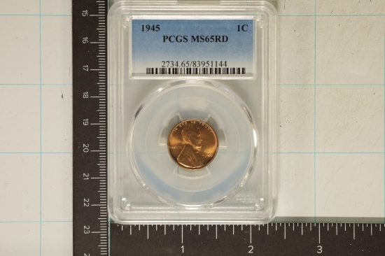 1945 LINCOLN WHEAT CENT PCGS MS65RD