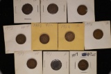 10 ASSORTED INDIAN HEAD CENTS: 1901-1907