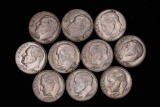 10-SILVER ROOSEVELT DIMES: 8-1964 & 2-1964-D