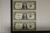3 CRISP US STAR $1 SILVER CERTIFICATES: 1957,