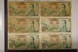 6-BOGOTA COLUMBIA 5 PESO BILLS: 2-1961,
