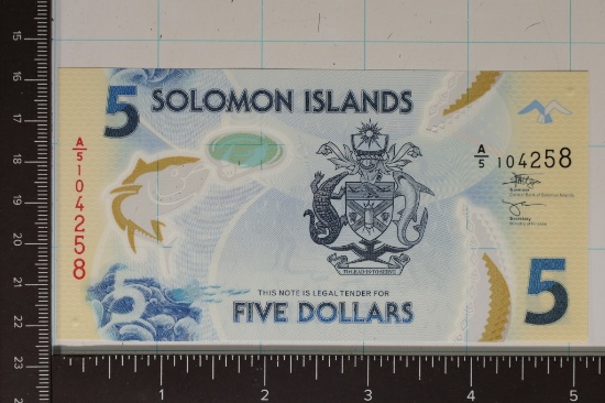 SOLOMON ISLANDS CU POLYMER $5 COLORIZED