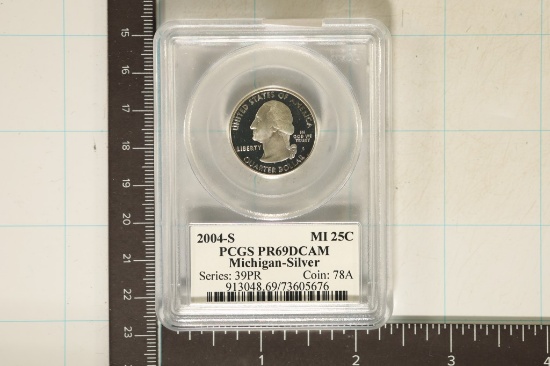 2004-S SILVER MICHIGAN QUARTER PCGS PR69 DCAM