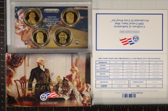 2009 US PRESIDENTIAL DOLLAR 4 COIN PF SET WITH