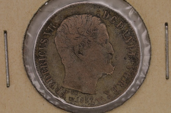 1857 DENMARK SILVER 16 SKILLING .0627 OZ. ASW