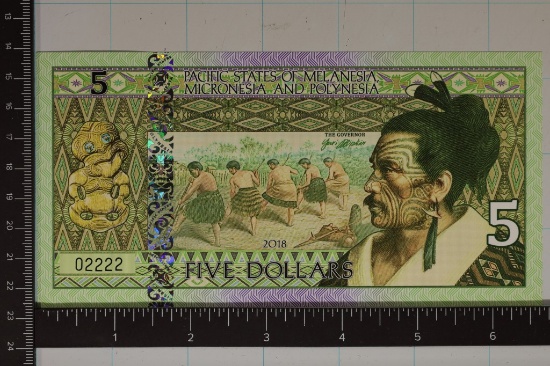 2018 MELANESIA MICRONESIA & POLYNESIA $5 CRISP UNC