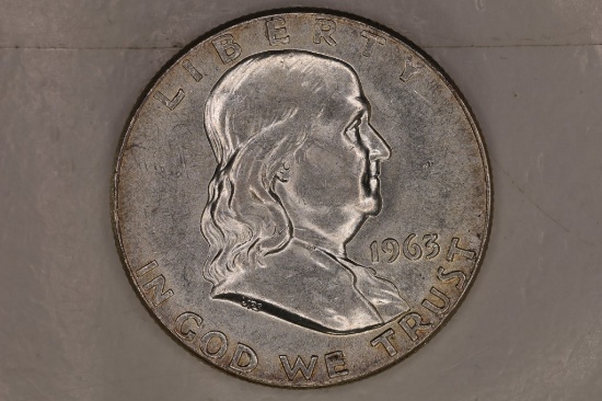 1963 SILVER FRANKLIN HALF DOLLAR, UNC