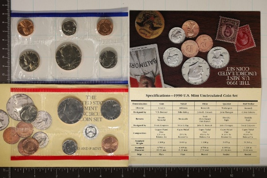 1990 US MINT SET (UNC) P/D (WITH ENVELOPE) AND