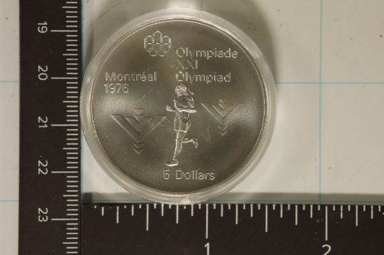 1975 CANADA SILVER UNC $5 MONTREAL OLYMPIC COIN