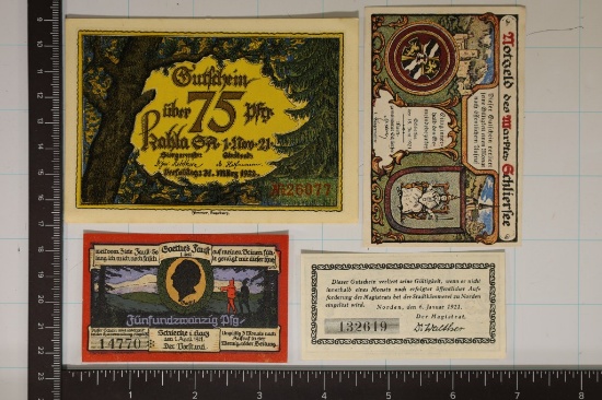 4-1921 GERMAN NOTGELDS: 1-TEN PFENNIGS, 2-TWENTY