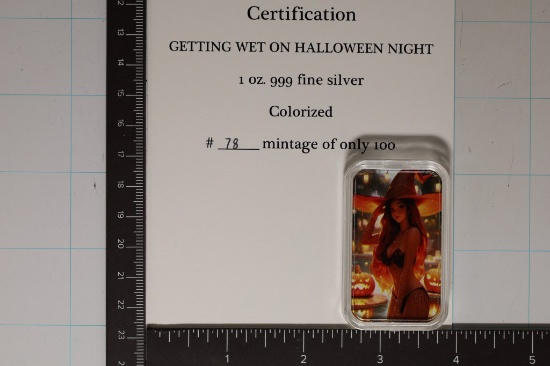 WOMAN 1 TROY OZ 999 FINE SILVER ART BAR #78 0F 100