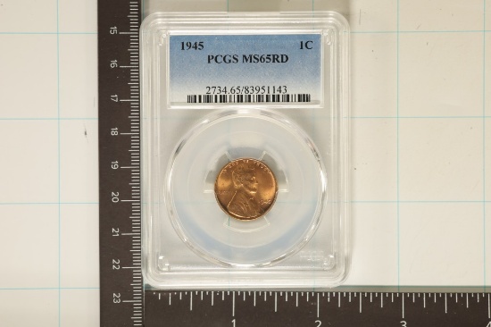 1945 LINCOLN WHEAT CENT PCGS MS65RD