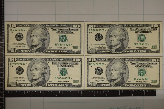 4-1999 US $10 FRN STAR NOTES CRISP UNC GREEN SEALS