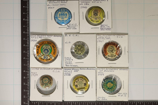 8-1930'S & 1940'S UNION PINBACKS: UNITED AUTO