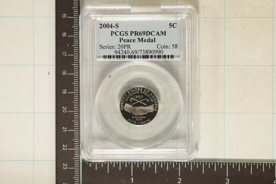 2004-S PEACE MEDAL NICKEL PCGS PR69 DCAM