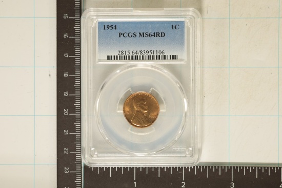1954 LINCOLN WHEAT CENT PCGS MS64RD