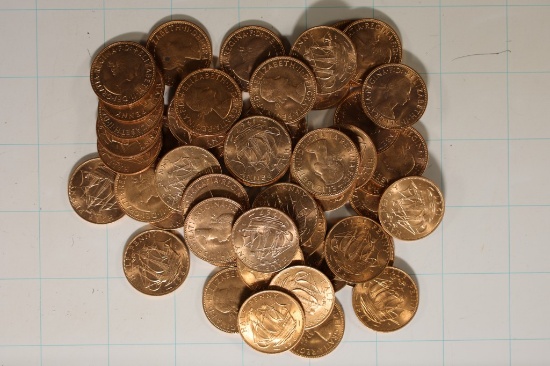 50-1967 GREAT BRITAIN BRILLIANT UNC HALF PENNIES