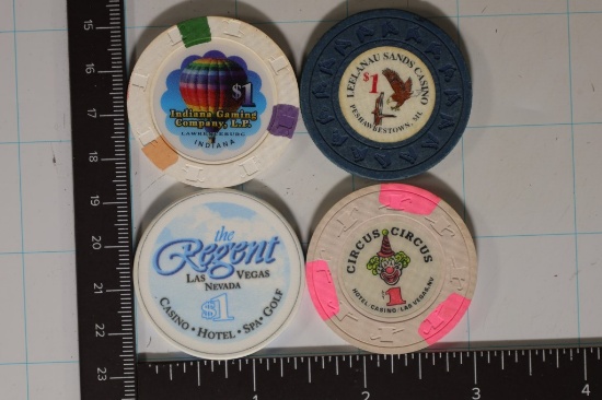 4-$1 PLASTIC CASINO GAMING CHIPS: INDIAN GAMING