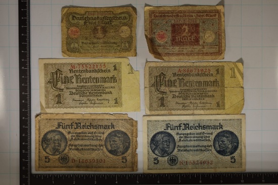 6-1920'S GERMAN OR AUSTRIAN BILLS: 1, 2 & 2-5 MARK