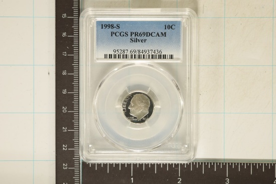 1998-S SILVER ROOSEVELT DIME PCGS PR69 DCAM