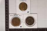 3-MASONIC ROUNDS, 2 ONE PENNY AND ONE MEMBERSHIP