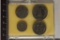 4 ARGENTINA UNC COINS: 1951 FIVE CENTAVOS, 1954