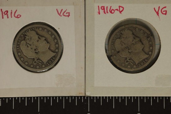 1916 & 1916-D SILVER BARBER QUARTERS