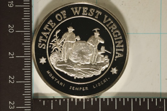 1.17 OZ. PF STERLING SILVER WEST VIRGINIA STATE