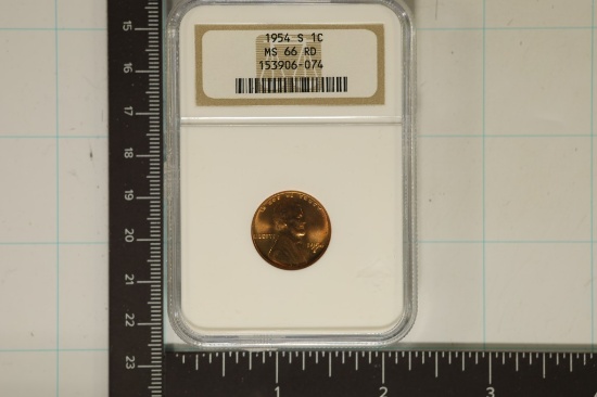 1954-S LINCOLN WHEAT CENT NGC MS66RD