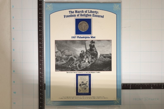 1927 SILVER STANDING LIBERTY QUARTER AND STAMP